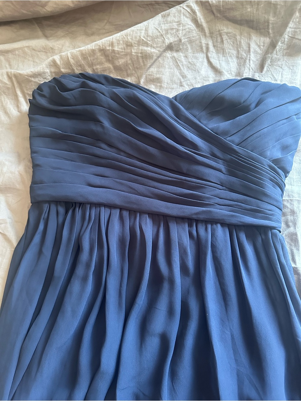 Monique Lhuillier Strapless Midnight Blue Chiffon Gown US12 - Picture 4 of 6